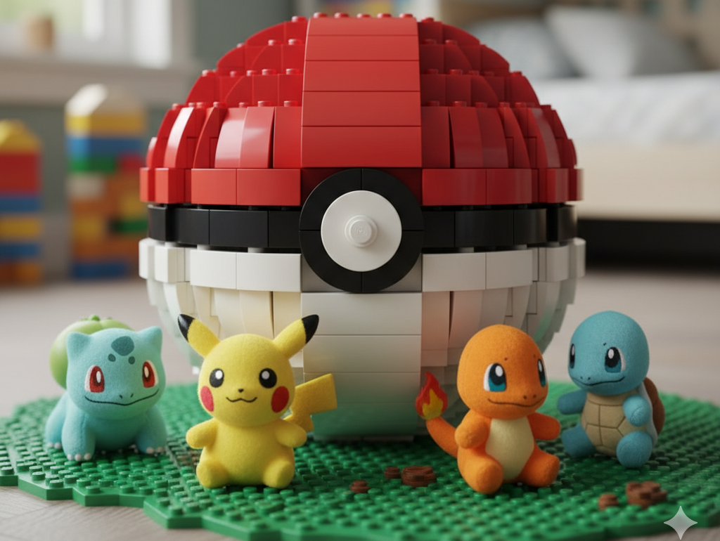 AI generated LEGO-style Pokeball — soon to be part of Australia’s most popular hobbies for Pokémon and LEGO collectors